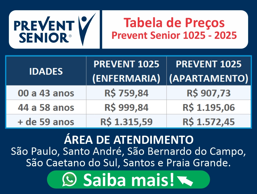Tabela de Preço Prevent Senior 1025 - 2025 Tabela de Preço Prevent Senior 1025 - 2025
