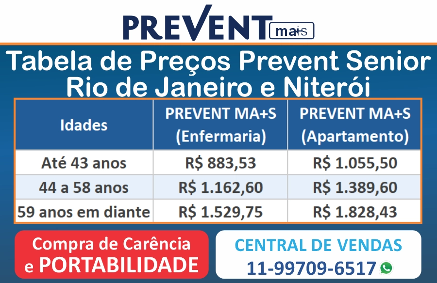tabela de preço prevent senior rio de janeiro e Niterói tabela de preço prevent senior rio de janeiro e Niterói