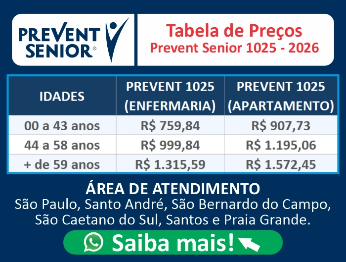 Tabela de Preço Prevent Senior 1025 - 2026 Tabela de Preço Prevent Senior 1025 - 2026
