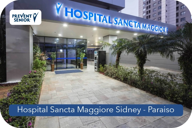 Hospital Sancta Maggiore Paraíso Sidney na Rua Maestro Cardim Fachada do Hospital Sancta Maggiore Paraíso Sidney na Rua Maestro Cardim, atendimento Prevent Senior na Liberdade.